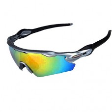 TOPTOJOKLJGDGHJH Men's Polarized Sport Sunglasses UV400 Protective Bike Glasses with 5 interchangeable lenses for cycling  baseball  fishing  ski runs  golf - B07CRZ5RTL